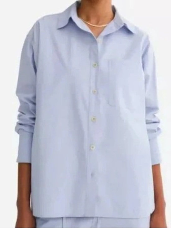MATE the Label Tops - Mate The Label Organic Poplin Long Sleeve Button Down Light Blue